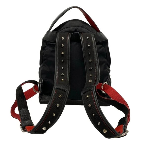 CHRISTIAN LOUBOUTIN - Black Red Multi Nylon Leather Backpack - Picture 3 of 16